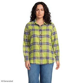 Plus Size Lands' End Plaid Boyfriend Flannel Shirt