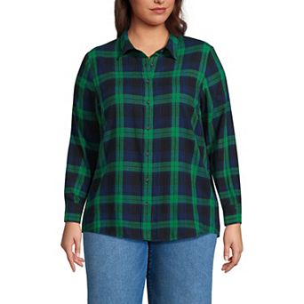 Plus Size Lands' End Plaid Boyfriend Flannel Shirt