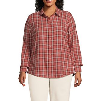 Plus Size Lands' End Plaid Boyfriend Flannel Shirt