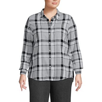 Plus Size Lands' End Plaid Boyfriend Flannel Shirt
