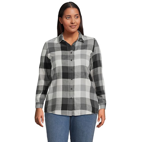 Plus Size Lands' End Plaid Boyfriend Flannel Shirt