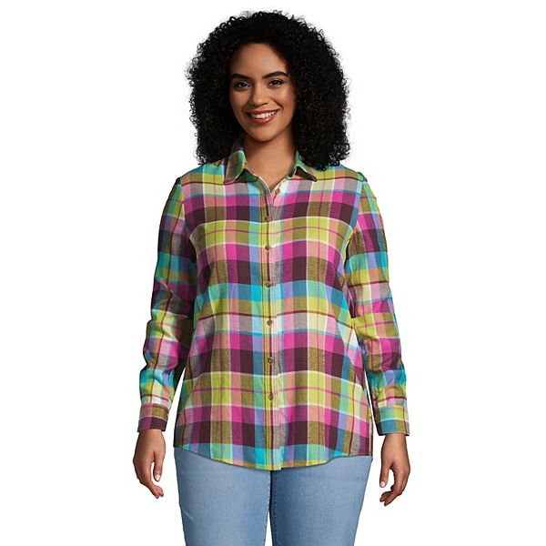 lands end women's plus size flannel shirts