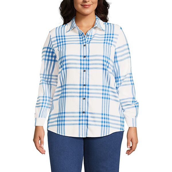 Plus Size Lands' End Plaid Boyfriend Flannel Shirt