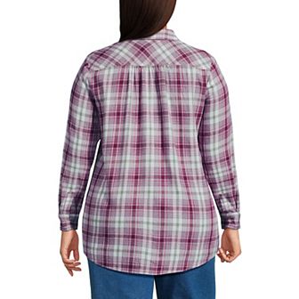 Plus Size Lands' End Plaid Boyfriend Flannel Shirt