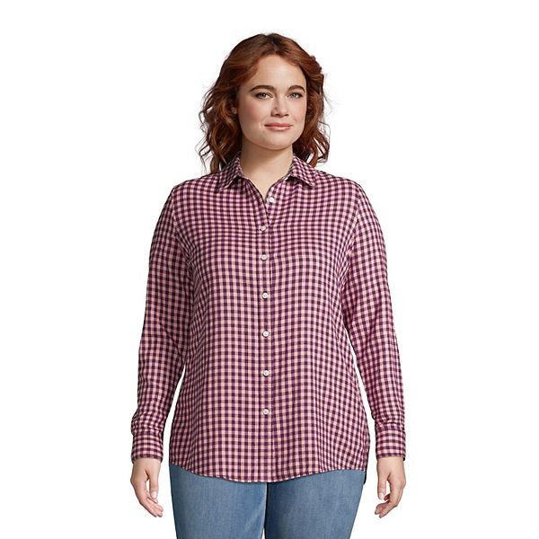 Plus Size Lands' End Plaid Boyfriend Flannel Shirt