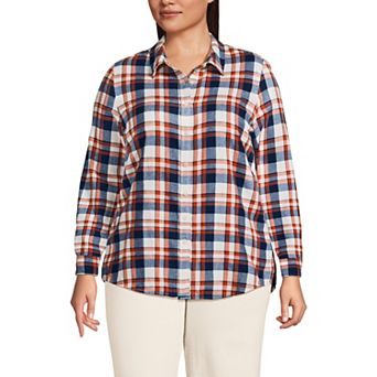 Plus Size Lands' End Plaid Boyfriend Flannel Shirt