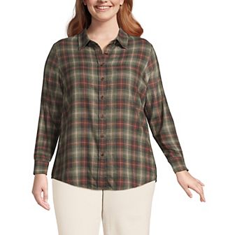 Plus Size Lands' End Plaid Boyfriend Flannel Shirt