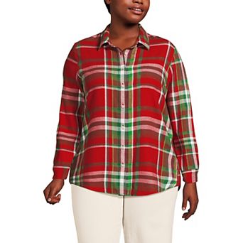 Plus Size Lands' End Plaid Boyfriend Flannel Shirt