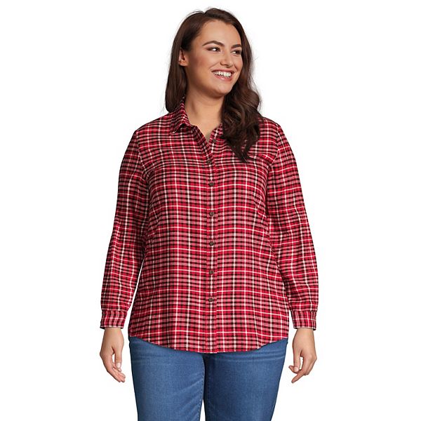 Plus Size Lands' End Plaid Boyfriend Flannel Shirt