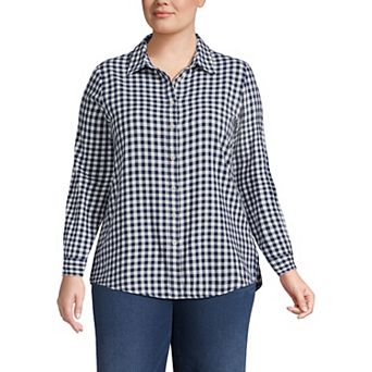 Plus Size Lands' End Plaid Boyfriend Flannel Shirt