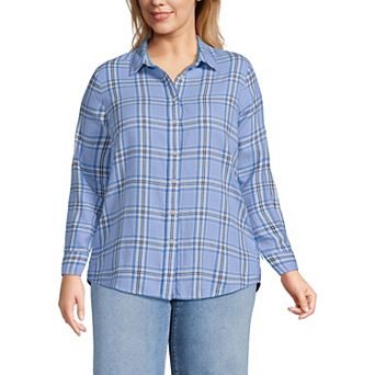Plus Size Lands' End Plaid Boyfriend Flannel Shirt