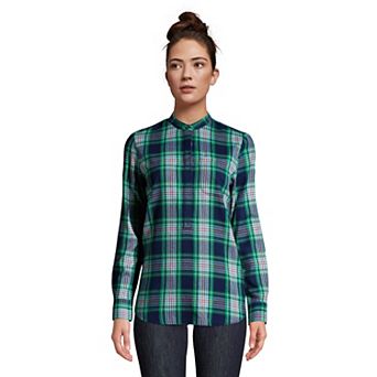Petite Lands' End Relaxed Flannel Tunic Shirt