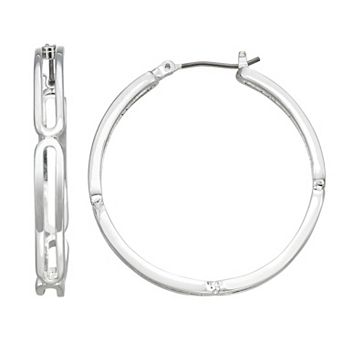 Nine West Large Link Hoop Earrings