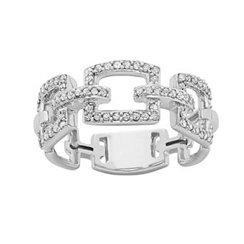 HDI 10k White Gold 1/3 Carat T.W. Diamond Large Link Ring