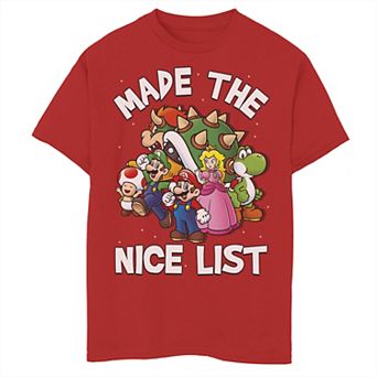 Boys 8-20 Super Mario Bros. Made The Nice List Character Collage Graphic Tee