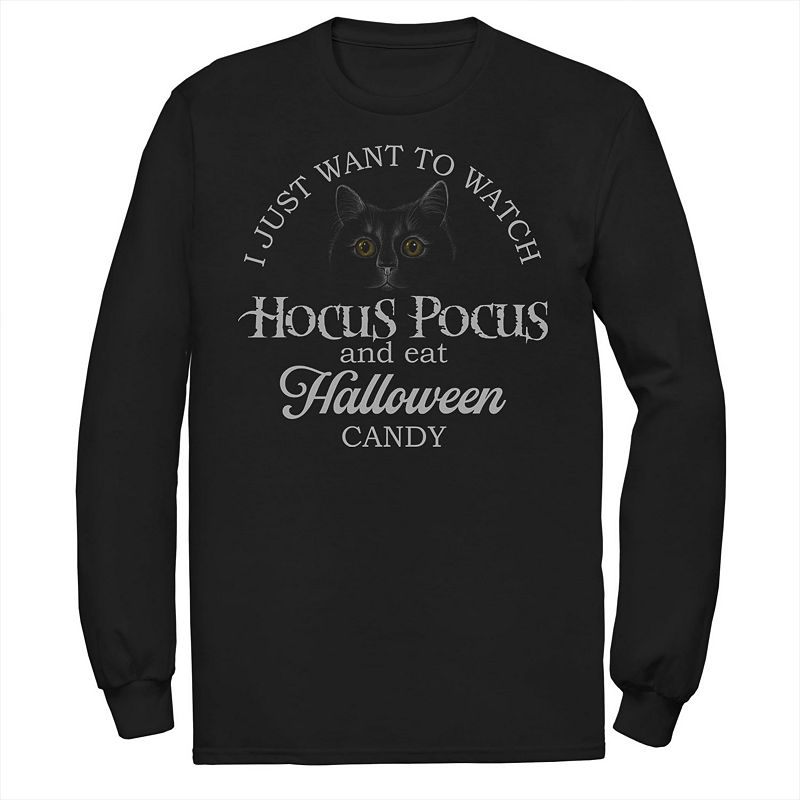 Disney's Hocus Pocus Men's I Just Want To Watch And Eat Candy Tee, Size: Small, Black