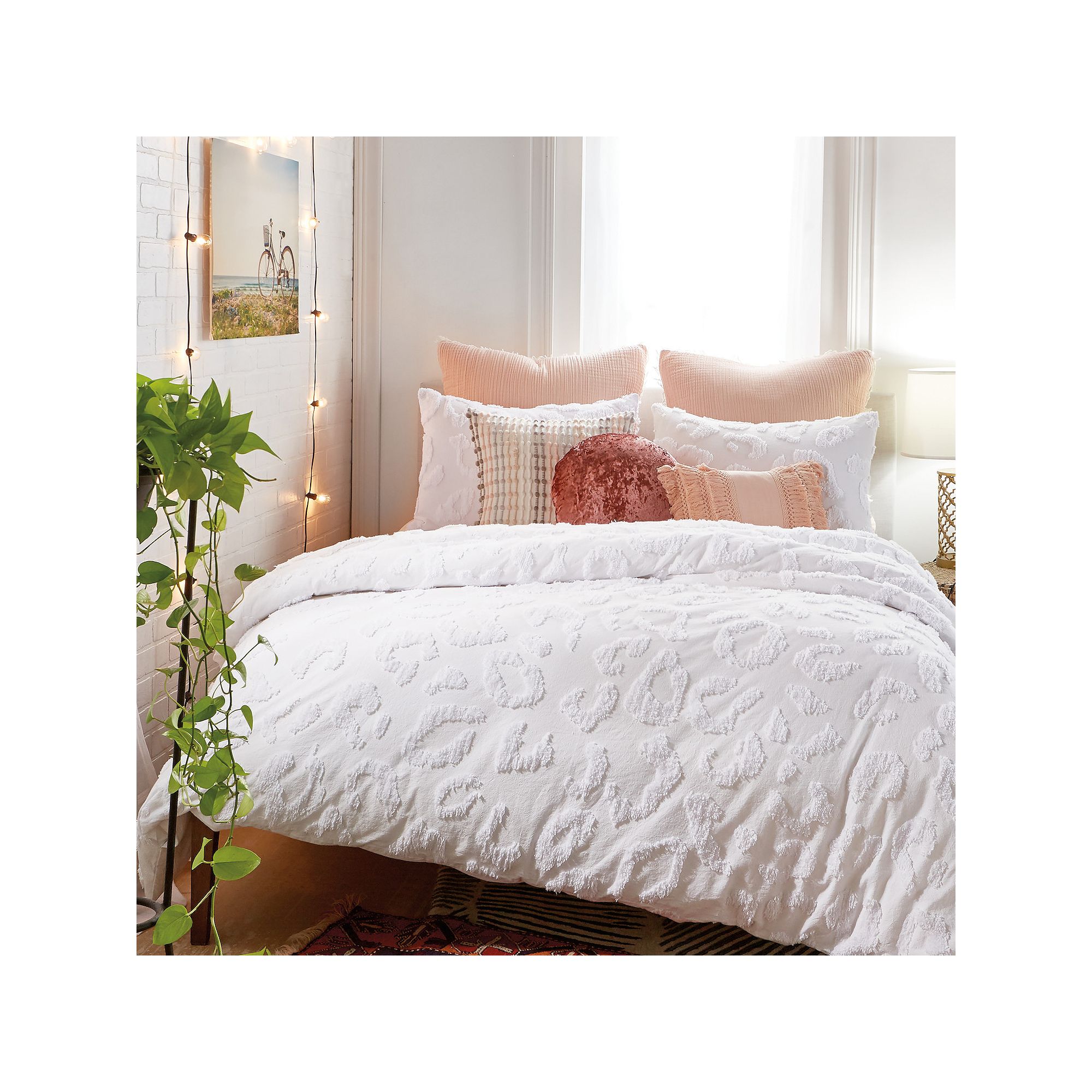 Peri Chenille Leopard Comforter Set & Shams, White