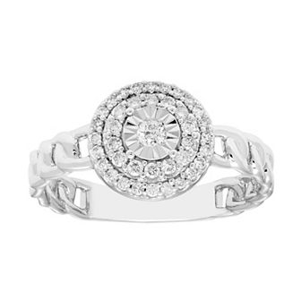 Boston Bay Diamonds 1/4 Carat T.W. Diamond Chain Link Halo Ring