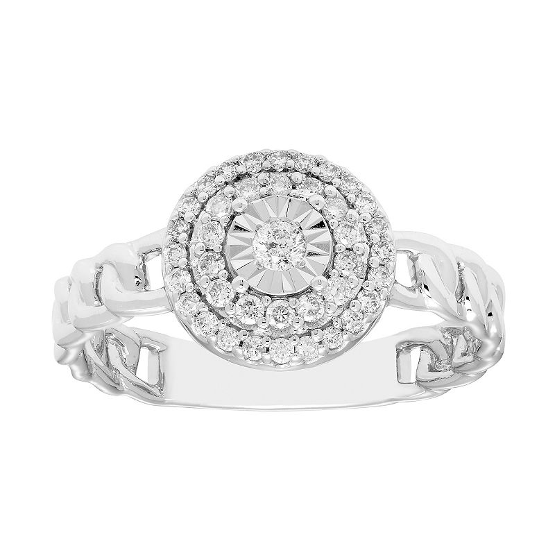 Boston Bay Diamonds 1/4 Carat T.W. Diamond Chain Link Halo Ring, Womens, S
