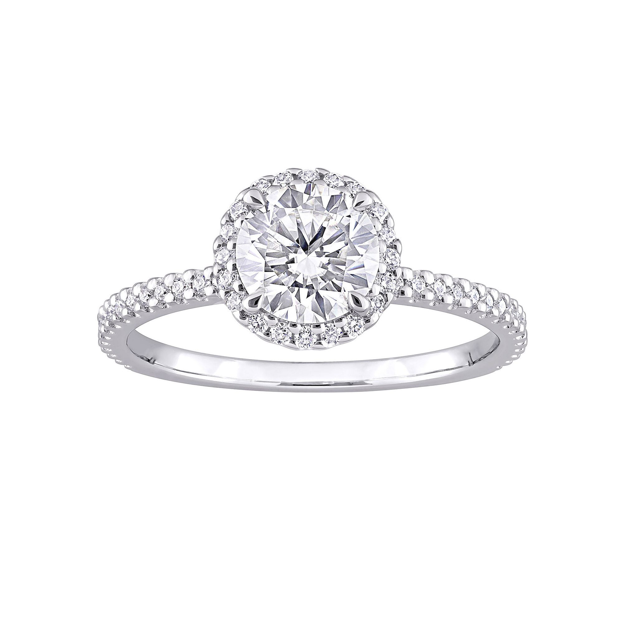 Stella Grace Sterling Silver Lab-Created Moissanite Halo Ring, Womens, Siz