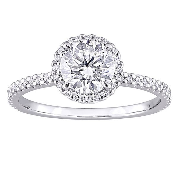 Stella Grace Sterling Silver Lab-Created Moissanite Halo Ring