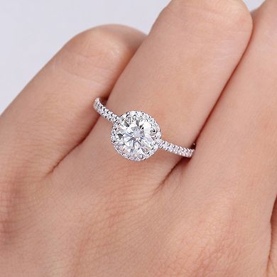Stella Grace Sterling Silver Lab-Created Moissanite Halo Ring