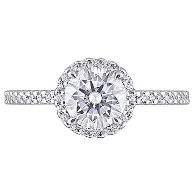 Stella Grace Sterling Silver Lab-Created Moissanite Halo Ring