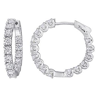 Stella Grace Sterling Silver Lab-Created Moissanite Inside-Out Hoop Earrings