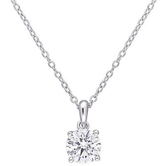 Stella Grace Sterling Silver Lab-Created Moissanite Solitaire Pendant Necklace