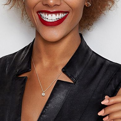 Stella Grace Sterling Silver Lab-Created Moissanite Solitaire Pendant Necklace