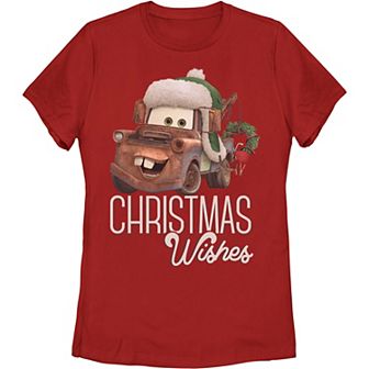Disney / Pixar's Cars Tow Mater Juniors' Christmas Wishes Portrait Graphic Tee