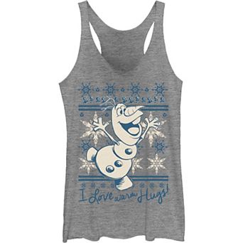 Disney's Frozen Olaf I Love Warm Hugs Pattern Juniors' Graphic Tank Top