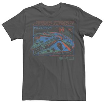 Men's Star Wars Millennium Neon Retro Blue Print Tee