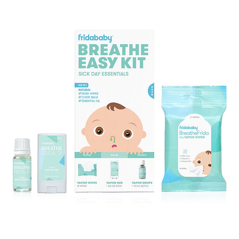 Breathe Easy Kit Sick Day Essentials by FridaBaby - Natural Vapor Wipes, Organic Vapor Rub + Organic Vapor Drops, White (B07L52JPXT)