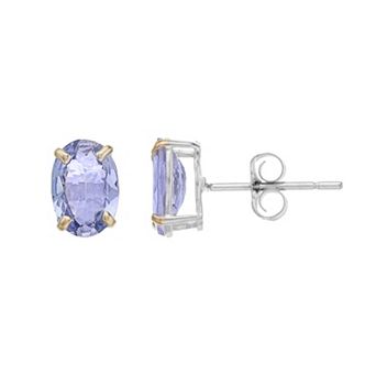 14k White Gold Tanzanite Oval Stud Earrings