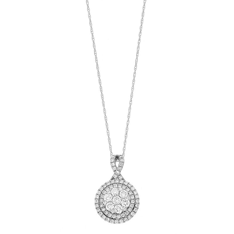 14k White Gold 1 Carat T.W. Lab-Grown Diamond Circle Pendant Necklace, Wome