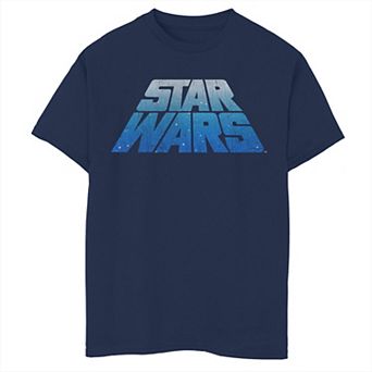 Boys 6-20 Star Wars Logo Classic Slant Retro Blue Wave Graphic Tee
