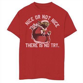 Boys 8-20 Star Wars Christmas Yoda Nice or Not Nice Graphic Tee
