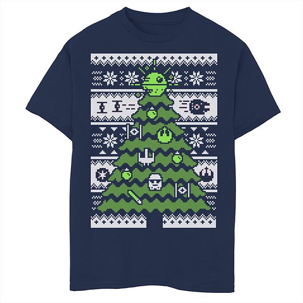 Boys 8-20 Star Wars Death Star Christmas Tree Ugly Sweater Graphic Tee