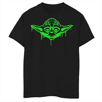 Boys 8-20 Star Wars Yoda Neon Tonal Green Oozing Face Drip Graphic Tee