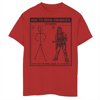 Boys 8-20 Star Wars Chewbacca How To Draw For Beginners Graphic Tee