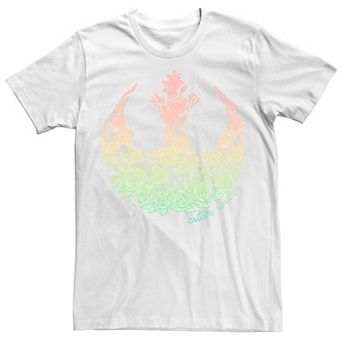 Men's Star Wars Pride Rainbow Gradient Rebel Floral Fill Tee