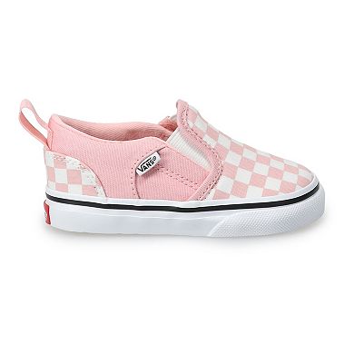 Vans® Asher V Kids' Pink Checkered Skate Shoes 