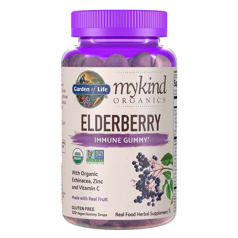 MyKind Organics  Elderberry  Immune Gummy  120 Vegan Gummy Drops  Garden of Life