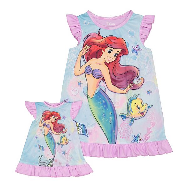 Disney's The Little Mermaid Toddler Girl Ariel Under the Sea Night Gown ...