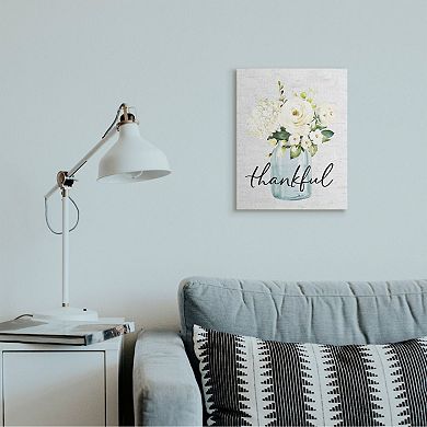 Stupell Home Decor Thankful Country Floral Canvas Wall Art