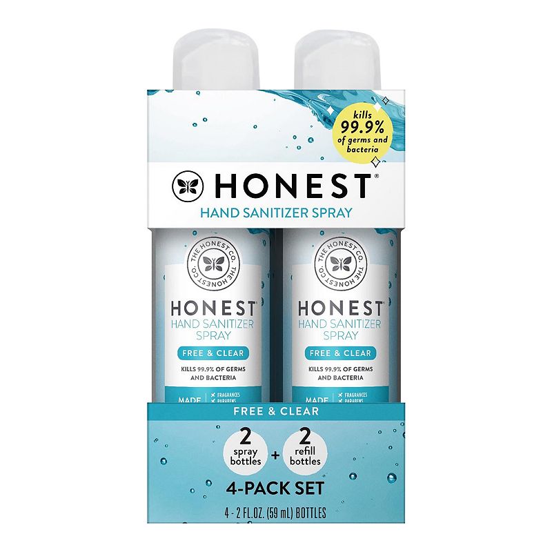 The Honest Company Hand Sanitizer Spray 4-pack - Free + Clear, Size: 2 FL O