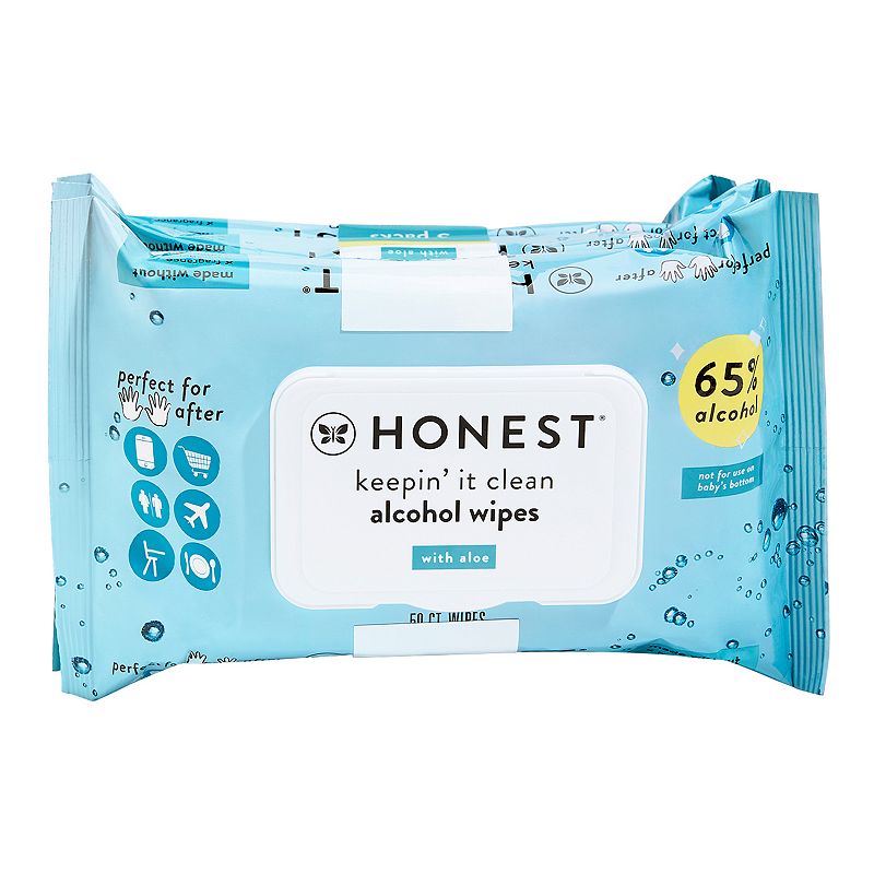 3 Pack The Honest Company Sanitizing Alcohol Wipes, Unscented
