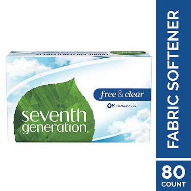 Seventh Generation Fabric Softener Sheets Free & Clear - 80 count