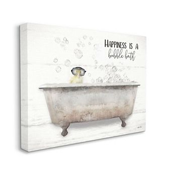Stupell Home Decor Happiness is a Bubble Bath Canvas Wall Art
